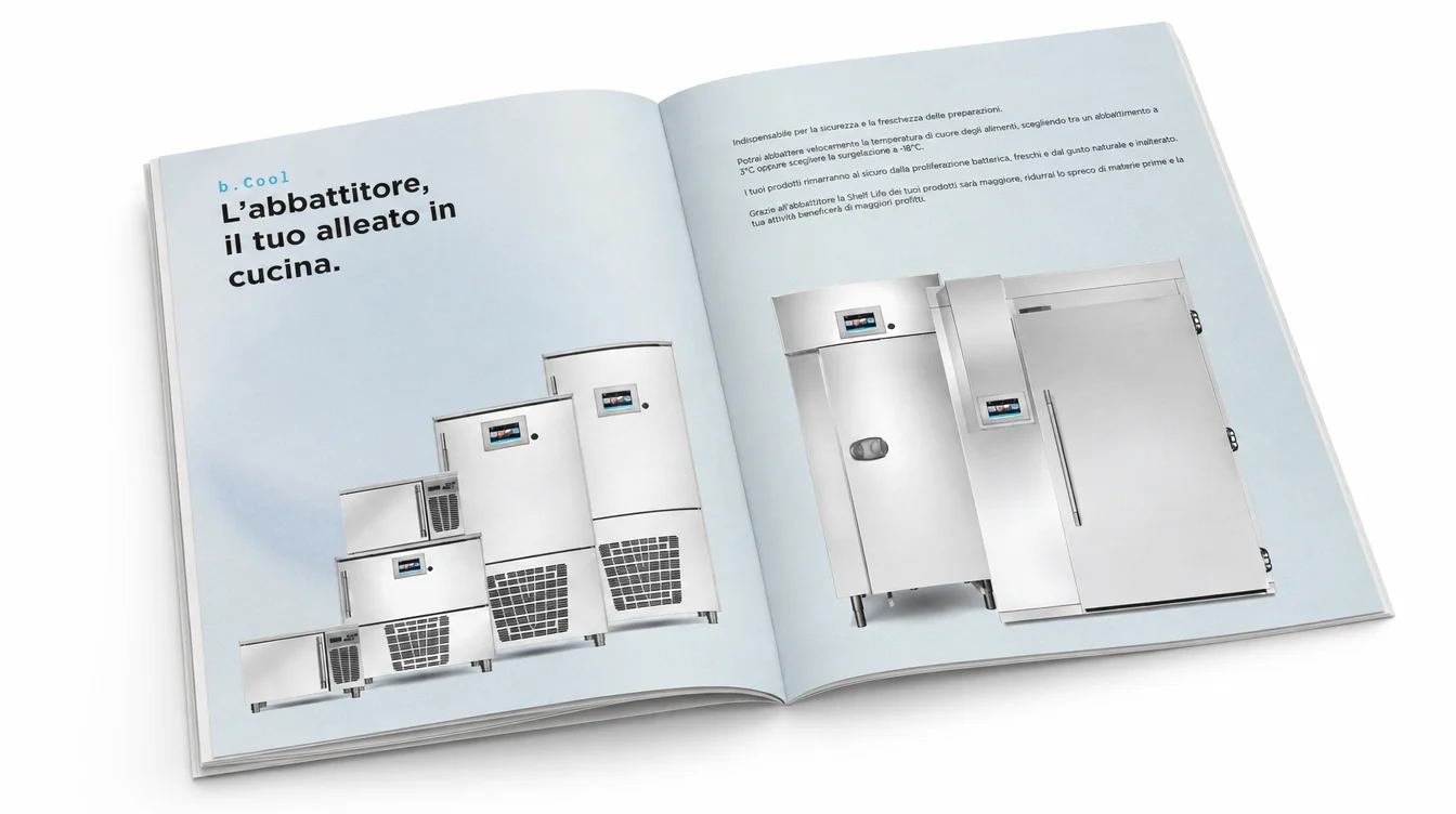 Gierre Sogeco brochure open on a double page with the oven range