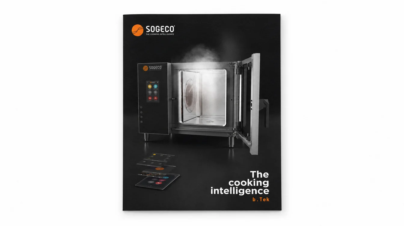 Cover of the Gierre Sogeco catalogue The cooking intelligence with an oven in the foreground