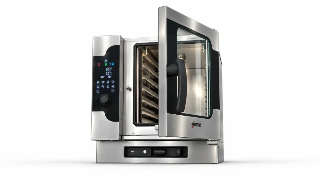 Professional Gierre Sogeco oven with digital control panel and open door