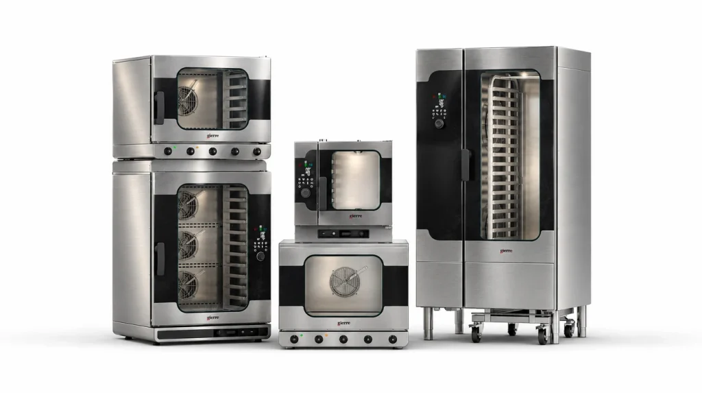 Family of professional Gierre Sogeco ovens in different sizes in a group rendering