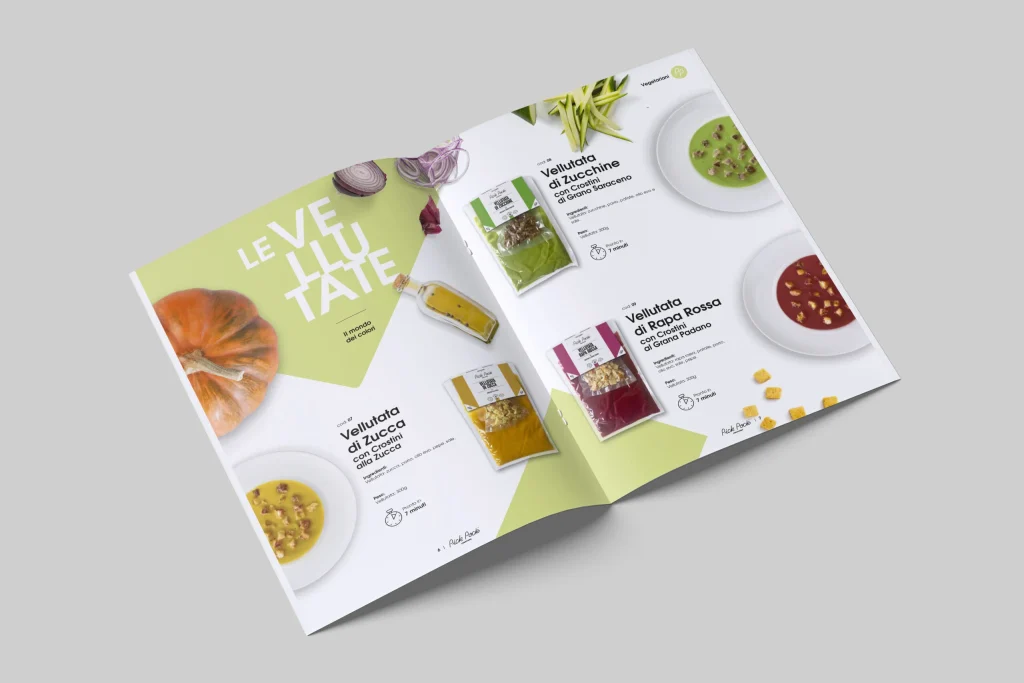Doppia pagina del catalogo Pick Pock dedicata alle verdure