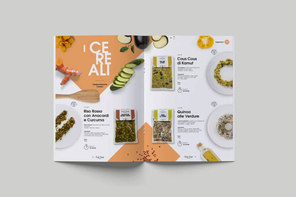 Doppia pagina del catalogo Pick Pock dedicata ai cereali